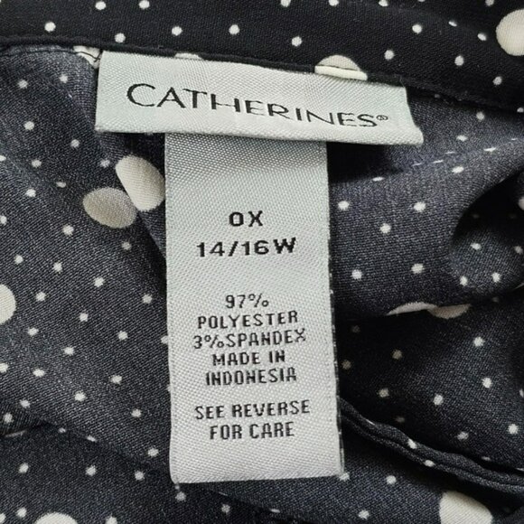 Catherines Polka Dot Button Down Silky Blouse in 14/16 - Picture 5 of 6